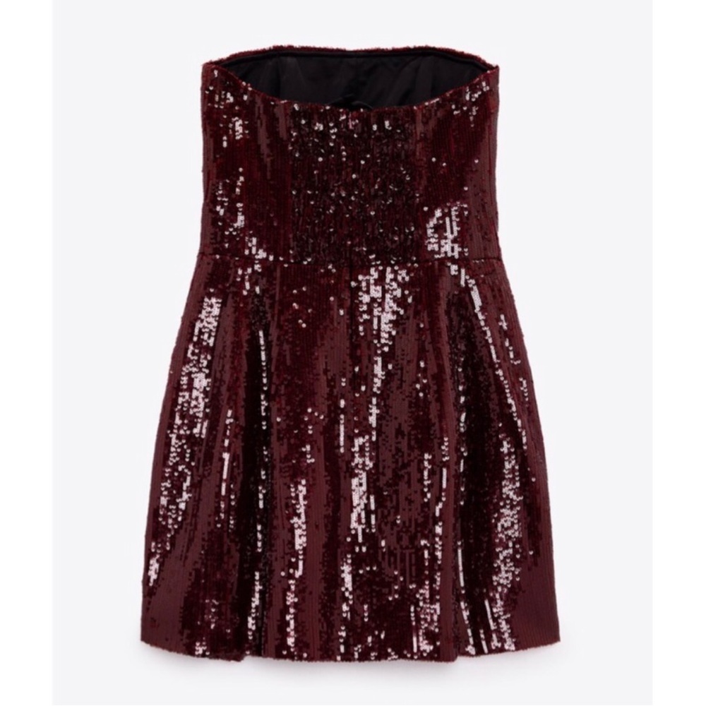 Zara Wine Sequin Burgundy Mini Dress - Picture 3 of 3